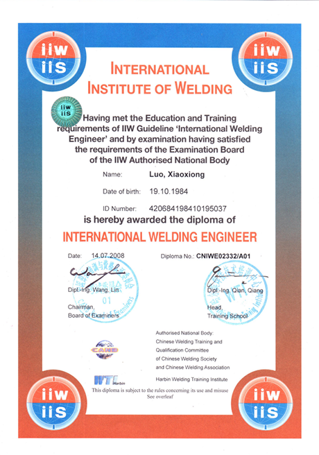 IWE CERTIFICATE